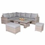 Aurora Range High Back Left Hand Corner Sofa Set with Fire Pit Rising Table