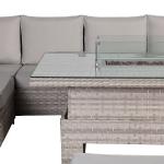 Havana Range  High Back Left Hand Corner Sofa Set with Fire Pit Rising Table