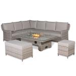 Havana Range  High Back Left Hand Corner Sofa Set with Fire Pit Rising Table
