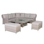 Havana Range Round Corner Sofa Set with Fire Pit Rising Table
