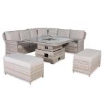 Havana Range Round Corner Sofa Set with Fire Pit Rising Table