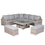Aurora Range Large Round Corner Sofa Set with Fire Pit Rising Table