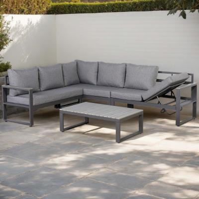 CK-02 Dune Range LHF Corner Set Charcoal Aluminium Frame With Grey Cushions